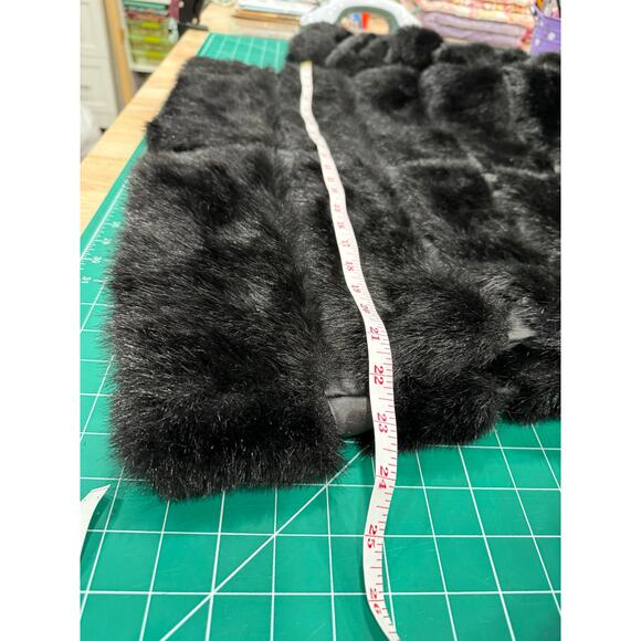 Pamela McCoy Faux Fur Puffer Jacket Black Zip Plush Winter Coat Women’s S Glam - Picture 5 of 11